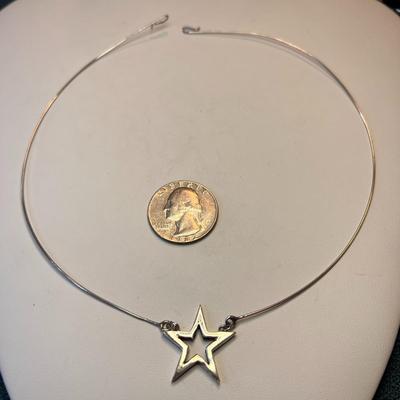 SILVER STAR NECKLACE ON APPROX. 16â€ WIRE 