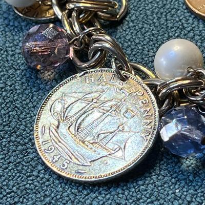 U.K. BRITISH COINS CHARM BRACELET