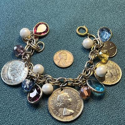 U.K. BRITISH COINS CHARM BRACELET