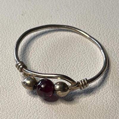 .925 SILVER CRAFTED RING WITH AMETHYST PURPLE BEAD