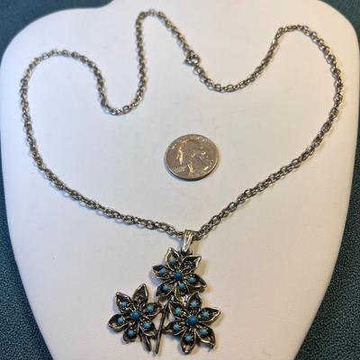 SILVER TONE JEWELERâ€™S METAL TURQUOISE PENDANT