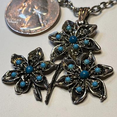 SILVER TONE JEWELERâ€™S METAL TURQUOISE PENDANT