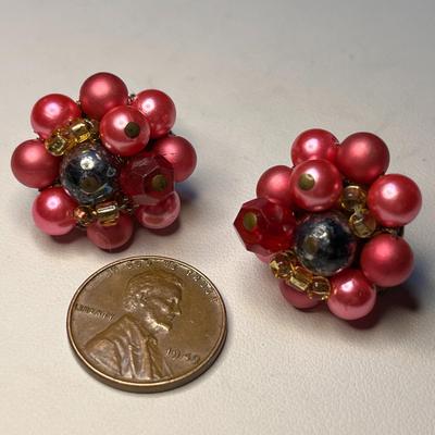 VINTAGE MIXED BERRY CLUSTER EARRINGS JAPAN