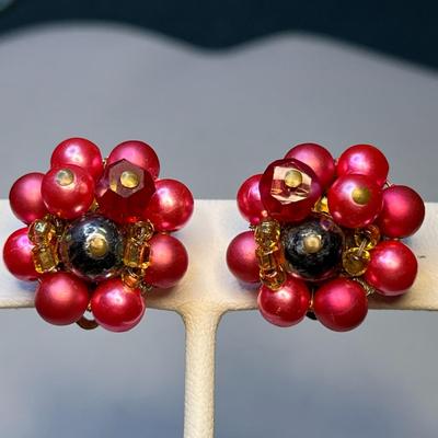VINTAGE MIXED BERRY CLUSTER EARRINGS JAPAN