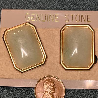 GENUINE STONE PIERCED EARRINGS