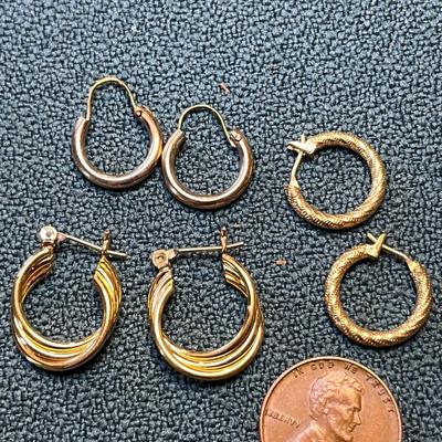 3 PAIR SMALLER SIZE HOOP EARRINGS 