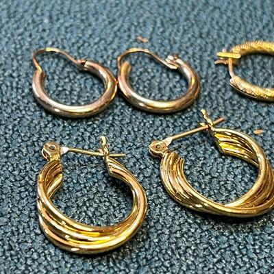 3 PAIR SMALLER SIZE HOOP EARRINGS 