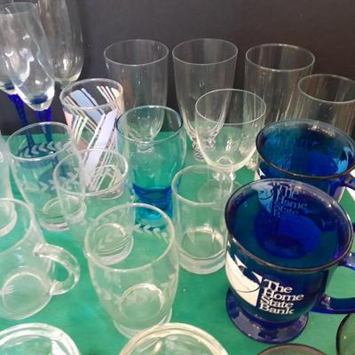 Wide variety of mismatch Kitchen glasses and drinkware