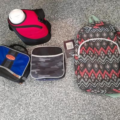 New backpack, Two lunch bags, and a Water cooler