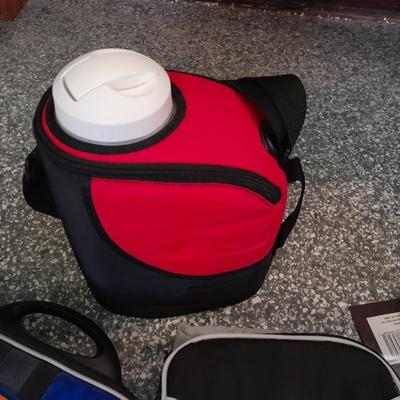 New backpack, Two lunch bags, and a Water cooler