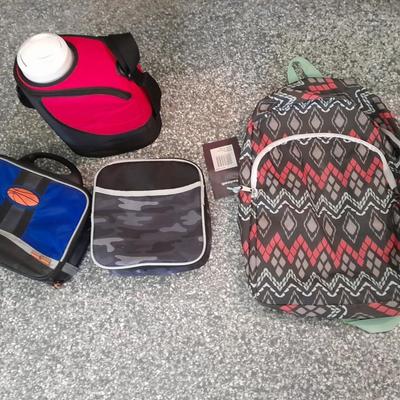 New backpack, Two lunch bags, and a Water cooler