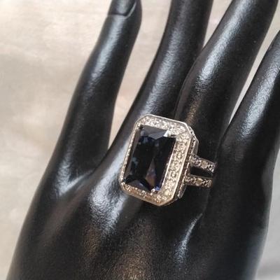 Sapphire Quartz With White Sapphire Accents 925 Ring Size 8.5