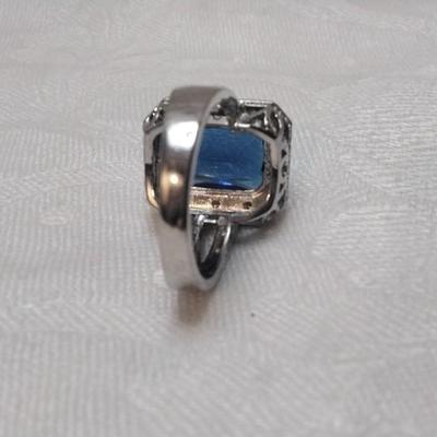 Sapphire Quartz With White Sapphire Accents 925 Ring Size 8.5