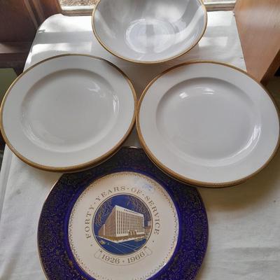 Imperial by Salem China Co. 23 Kt. Gold ovenproof Chinaware replacement pieces and a Royal Bavaria decorative plate