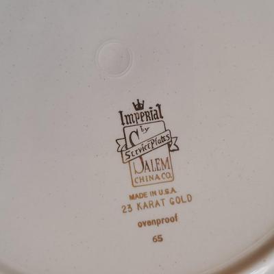 Imperial by Salem China Co. 23 Kt. Gold ovenproof Chinaware replacement pieces and a Royal Bavaria decorative plate