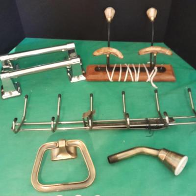 Bathroom organization, robe hangers, door hanger, towel racks and more