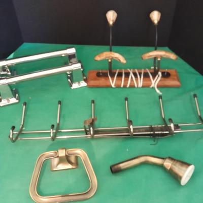 Bathroom organization, robe hangers, door hanger, towel racks and more