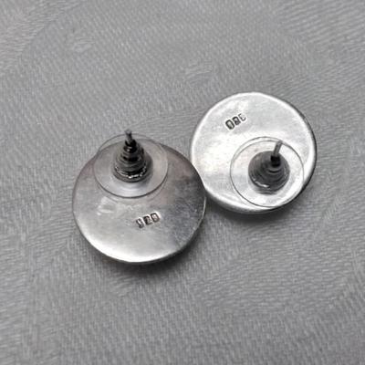 Vintage Onyx Button 925 Earrings