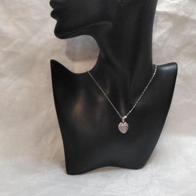 Vintage Rose Quartz Heart 18" 925 Necklace