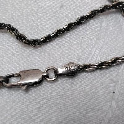 Vintage Ross Simons Sapphire and Diamond Gold Vermeil 18" Italian Necklace