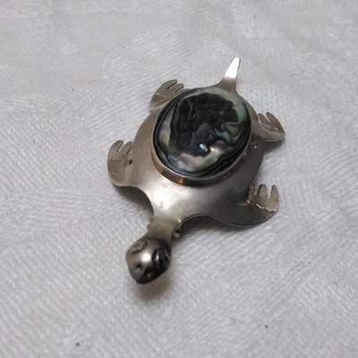 Vintage Abalone Turtle Mexico 925 Brooch