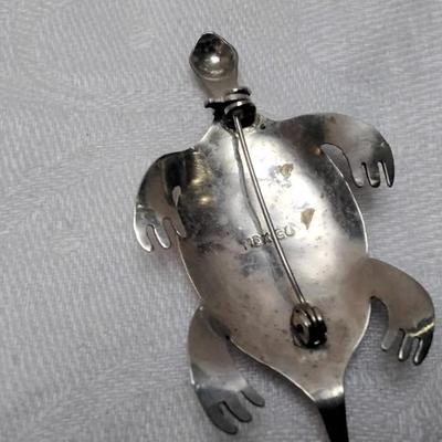 Vintage Abalone Turtle Mexico 925 Brooch