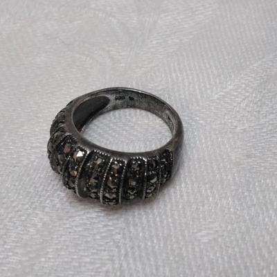 Antique Marcasite Black 925 Ring Size 6