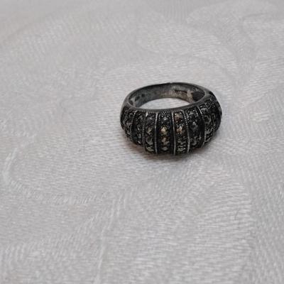 Antique Marcasite Black 925 Ring Size 6
