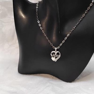 Heart Shaped Opal Mom on 19"  Italian 925 Necklace
