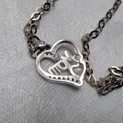 Heart Shaped Opal Mom on 19"  Italian 925 Necklace