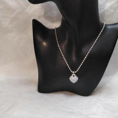 Carved Howlite Heart 17" Twisted Italian 925 Necklace