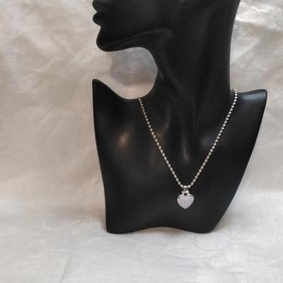 Carved Howlite Heart 17" Twisted Italian 925 Necklace