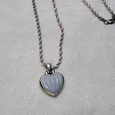 Carved Howlite Heart 17" Twisted Italian 925 Necklace