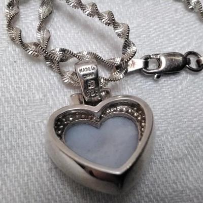 Carved Howlite Heart 17" Twisted Italian 925 Necklace