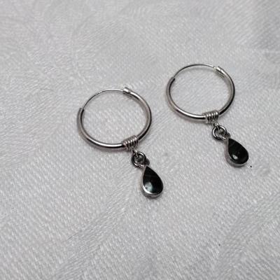 Malachite Drop 925 Hoop Earrings