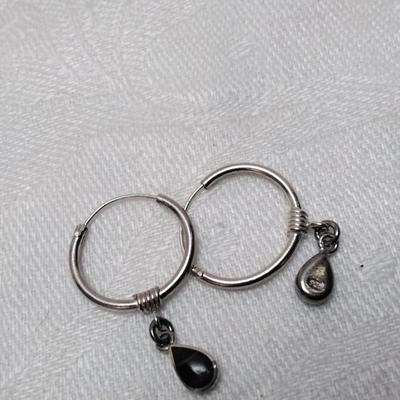 Malachite Drop 925 Hoop Earrings