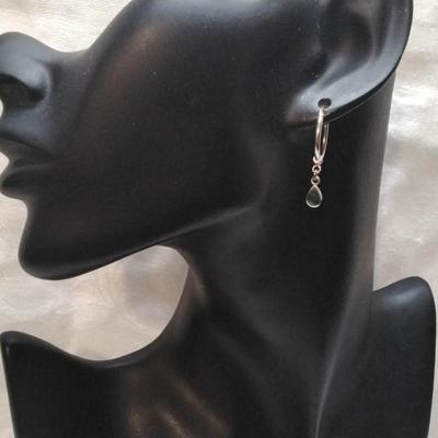 Malachite Drop 925 Hoop Earrings