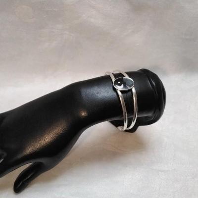 Vintage Onyx and Abalone Day/Night Alpaca Bracelet