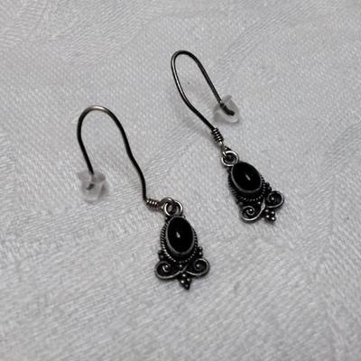 Vintage Onyx 925 Earrings