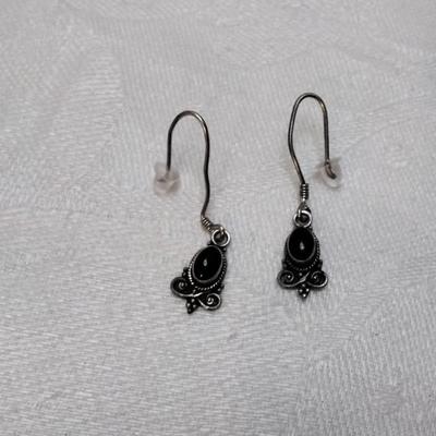 Vintage Onyx 925 Earrings