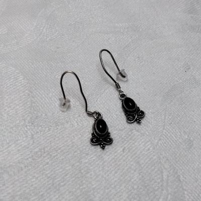 Vintage Onyx 925 Earrings