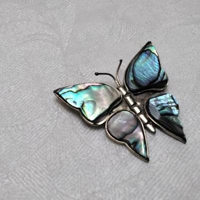 Albalone Butterfly Mexico Alpaca Brooch