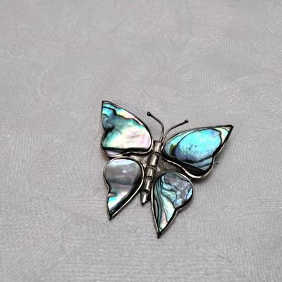 Albalone Butterfly Mexico Alpaca Brooch