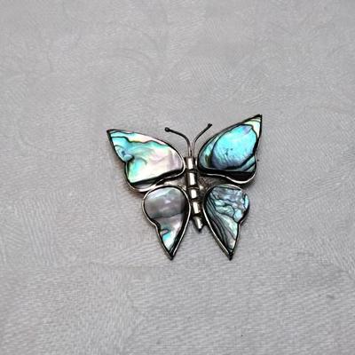 Albalone Butterfly Mexico Alpaca Brooch