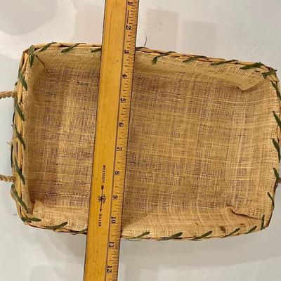 Mid-Century Fruit Style Woven Straw Raffia Basket with Jute Handles Dry Food storage