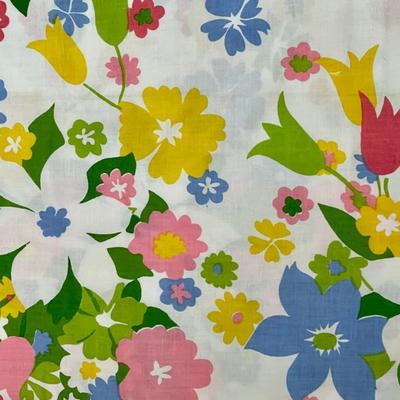 Vintage 70â€™s Retro Colorful Flowers Cannon Sheet Full Flat Size