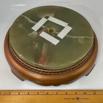 Brass & Jade Marble Display or Lamp Base Copper & Green