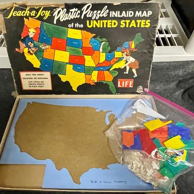 Teach Joy Plastic Puzzle Inlaid Map United States Life Magazine endorsement