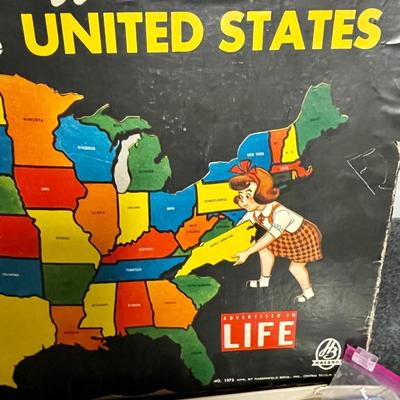 Teach Joy Plastic Puzzle Inlaid Map United States Life Magazine endorsement