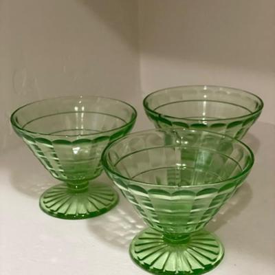 Vintage Depression Glass Berry Dishes - Set of 3